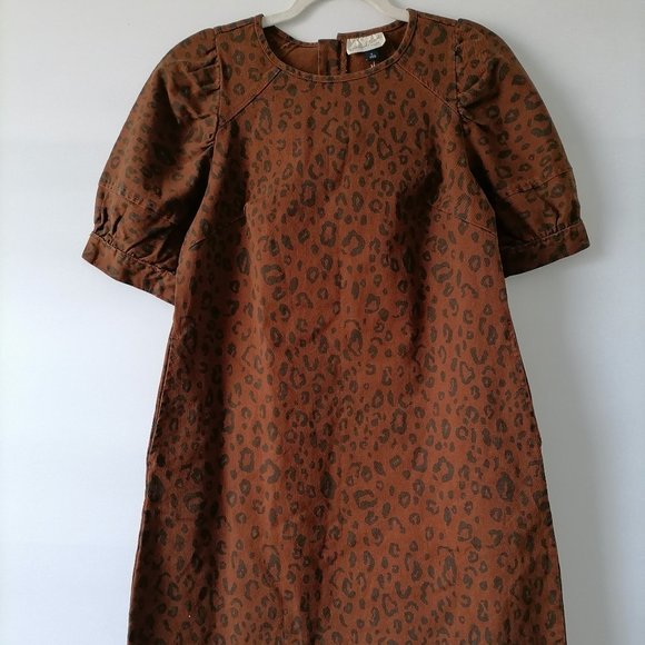 Universal Thread Dresses & Skirts - NWT Universal Thread Womens Brown Puff Sleeve Leopard Mini Dress Size 4